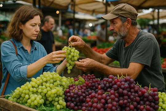 איך לבחור ענבים טריים מהחקלאי