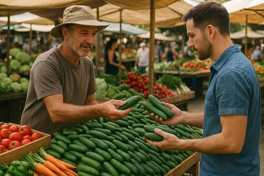איך לבחור מלפפונים טריים מהחקלאי